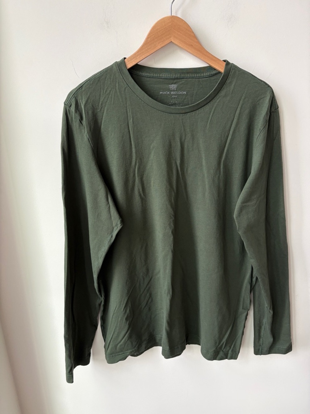 Mack Weldon Long Sleeve Tee in Olive Green Pull On Casual Soft Layer Size Large